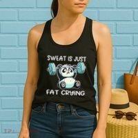 Panda Sweat Is Just Fat Crying Gym Gift Women's Tank Top thumb 2
