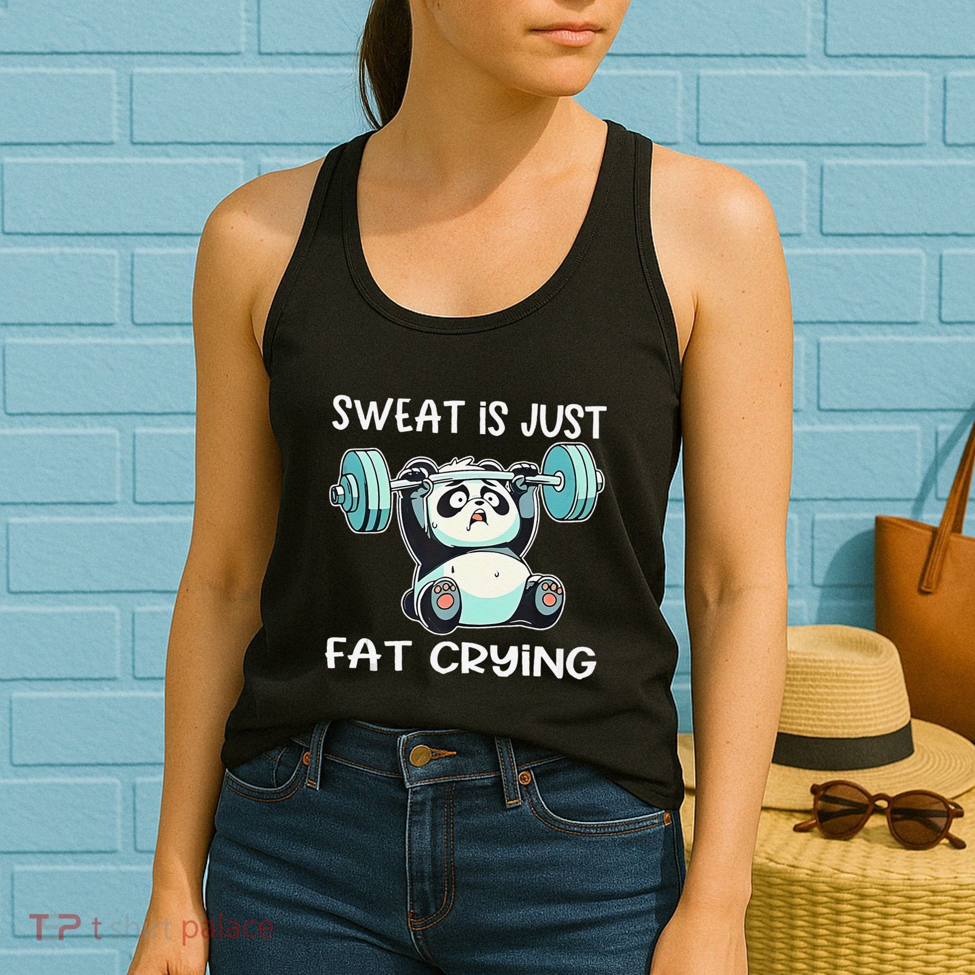 Panda Sweat Is Just Fat Crying Gym Gift Women's Tank Top