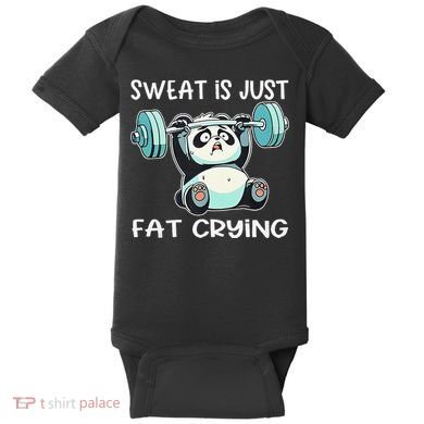 Panda Sweat Is Just Fat Crying Gym Gift Baby Bodysuit