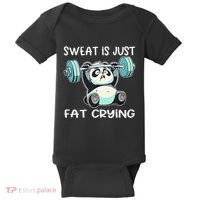 Panda Sweat Is Just Fat Crying Gym Gift Baby Bodysuit thumb 0
