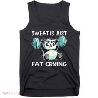 Panda Sweat Is Just Fat Crying Gym Gift Tank Top thumb 0