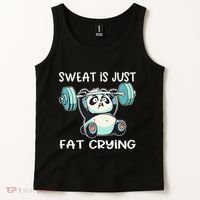 Panda Sweat Is Just Fat Crying Gym Gift Tank Top thumb 2