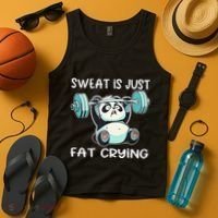 Panda Sweat Is Just Fat Crying Gym Gift Tank Top thumb 4