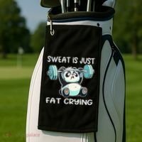 Panda Sweat Is Just Fat Crying Gym Gift Golf Towel thumb 2
