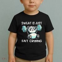 Panda Sweat Is Just Fat Crying Gym Gift Toddler T-Shirt thumb 2