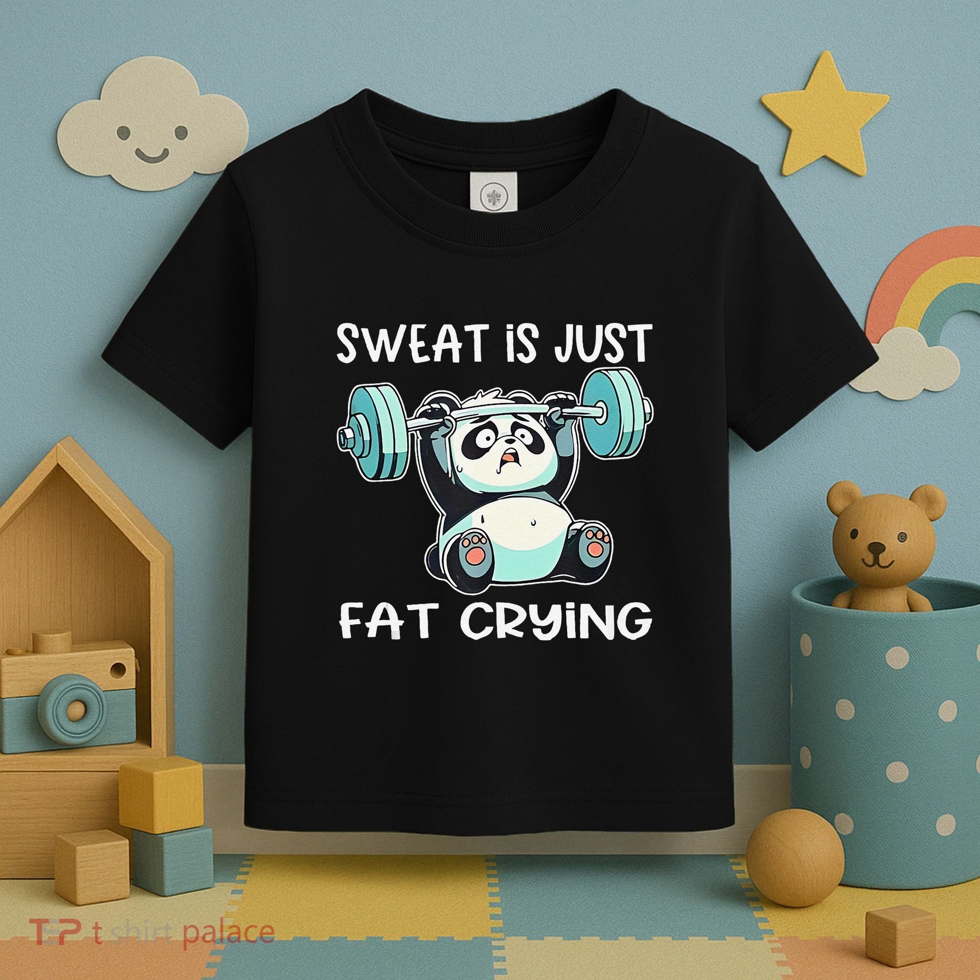 Panda Sweat Is Just Fat Crying Gym Gift Toddler T-Shirt