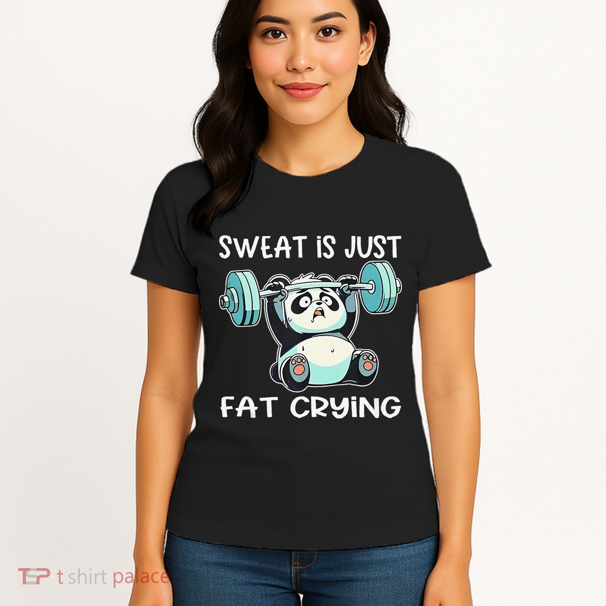 Panda Sweat Is Just Fat Crying Gym Gift Women's T-Shirt