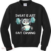 Panda Sweat Is Just Fat Crying Gym Gift Kids Sweatshirt thumb 0