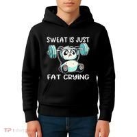 Panda Sweat Is Just Fat Crying Gym Gift Kids Hoodie thumb 4