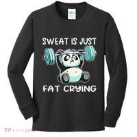 Panda Sweat Is Just Fat Crying Gym Gift Kids Long Sleeve Shirt thumb 0