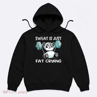 Panda Sweat Is Just Fat Crying Gym Hoodie thumb 0