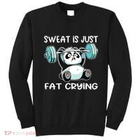 Panda Sweat Is Just Fat Crying Gym Sweatshirt thumb 0