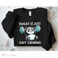 Panda Sweat Is Just Fat Crying Gym Sweatshirt thumb 2