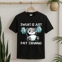 Panda Sweat Is Just Fat Crying Gym T-Shirt thumb 2