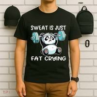 Panda Sweat Is Just Fat Crying Gym T-Shirt thumb 6