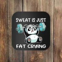 Panda Sweat Is Just Fat Crying Gym Coaster thumb 0