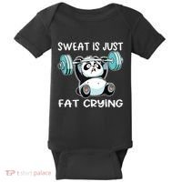 Panda Sweat Is Just Fat Crying Gym Baby Bodysuit thumb 0