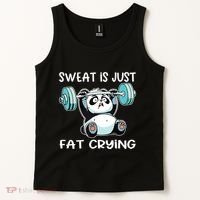 Panda Sweat Is Just Fat Crying Gym Tank Top thumb 2