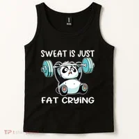 Panda Sweat Is Just Fat Crying Gym Tank Top thumb 2