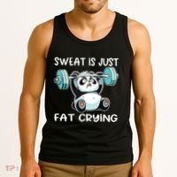 Panda Sweat Is Just Fat Crying Gym Tank Top thumb 3