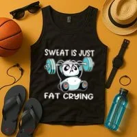 Panda Sweat Is Just Fat Crying Gym Tank Top thumb 4