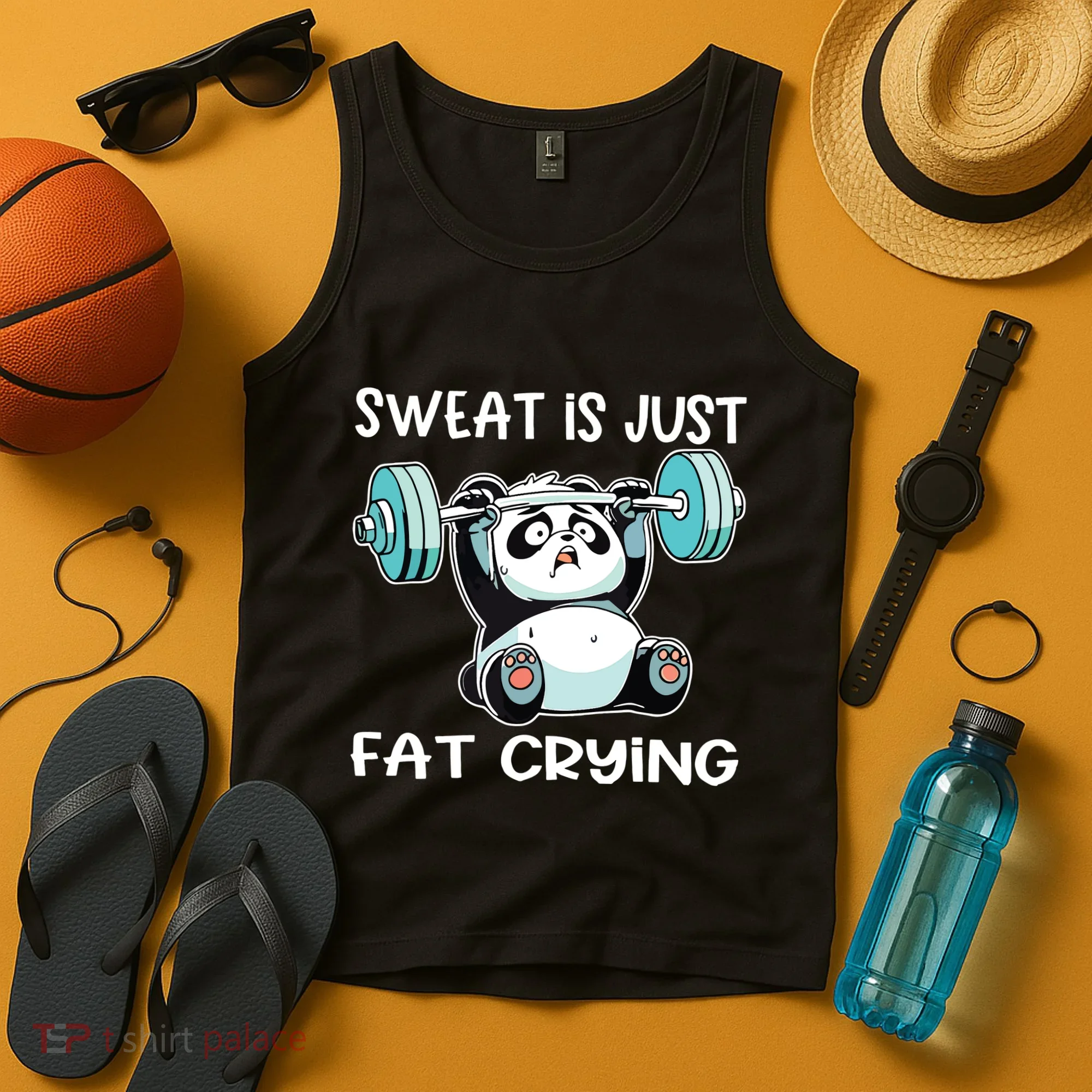 Panda Sweat Is Just Fat Crying Gym Tank Top