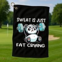 Panda Sweat Is Just Fat Crying Gym Golf Towel thumb 1