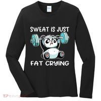 Panda Sweat Is Just Fat Crying Gym Women's Long Sleeve Shirt thumb 0