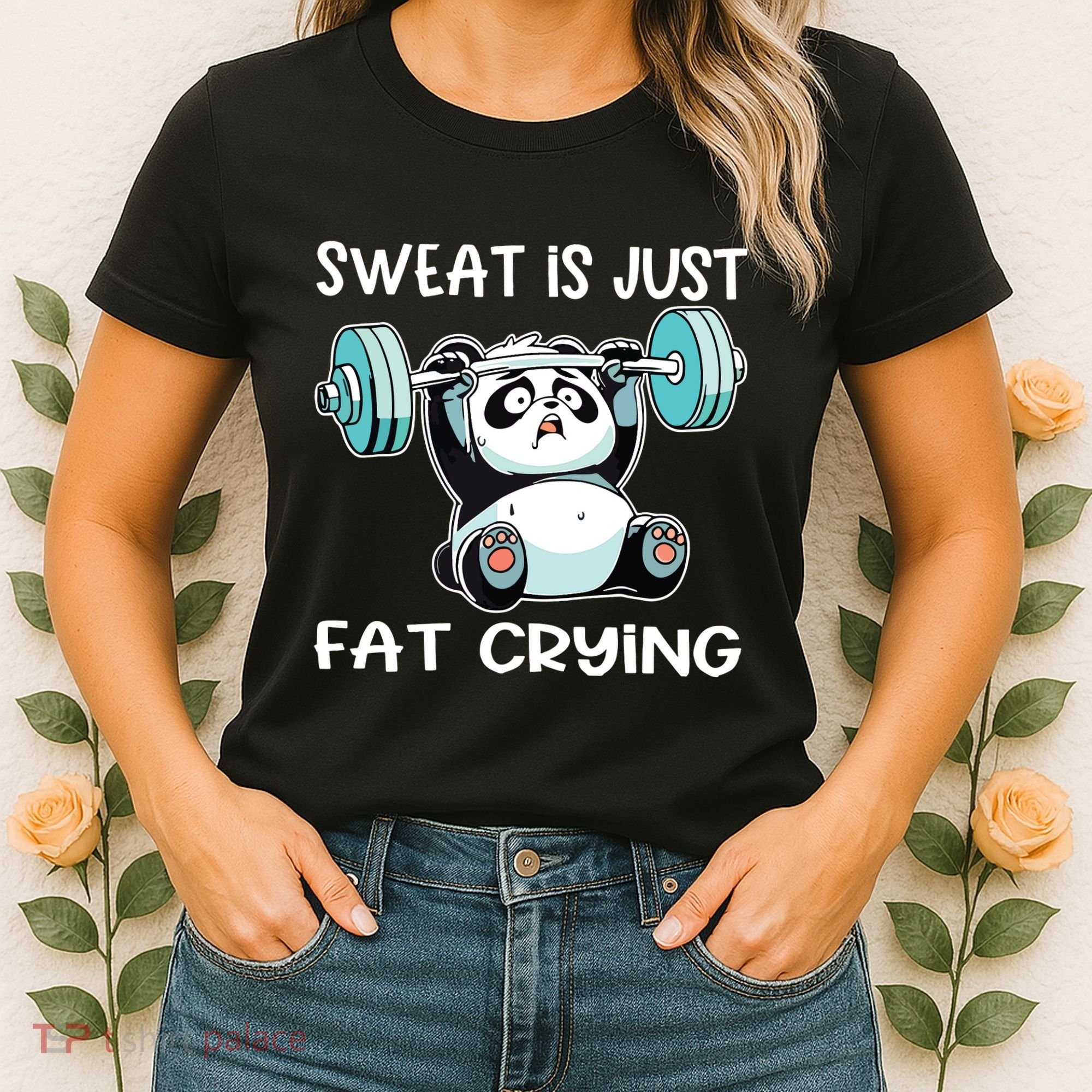 Panda Sweat Is Just Fat Crying Gym Women's T-Shirt