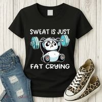 Panda Sweat Is Just Fat Crying Gym Women's T-Shirt thumb 3