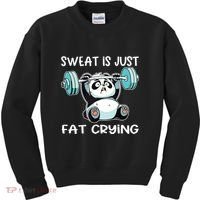 Panda Sweat Is Just Fat Crying Gym Kids Sweatshirt thumb 0