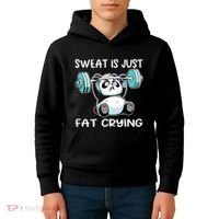 Panda Sweat Is Just Fat Crying Gym Kids Hoodie thumb 4