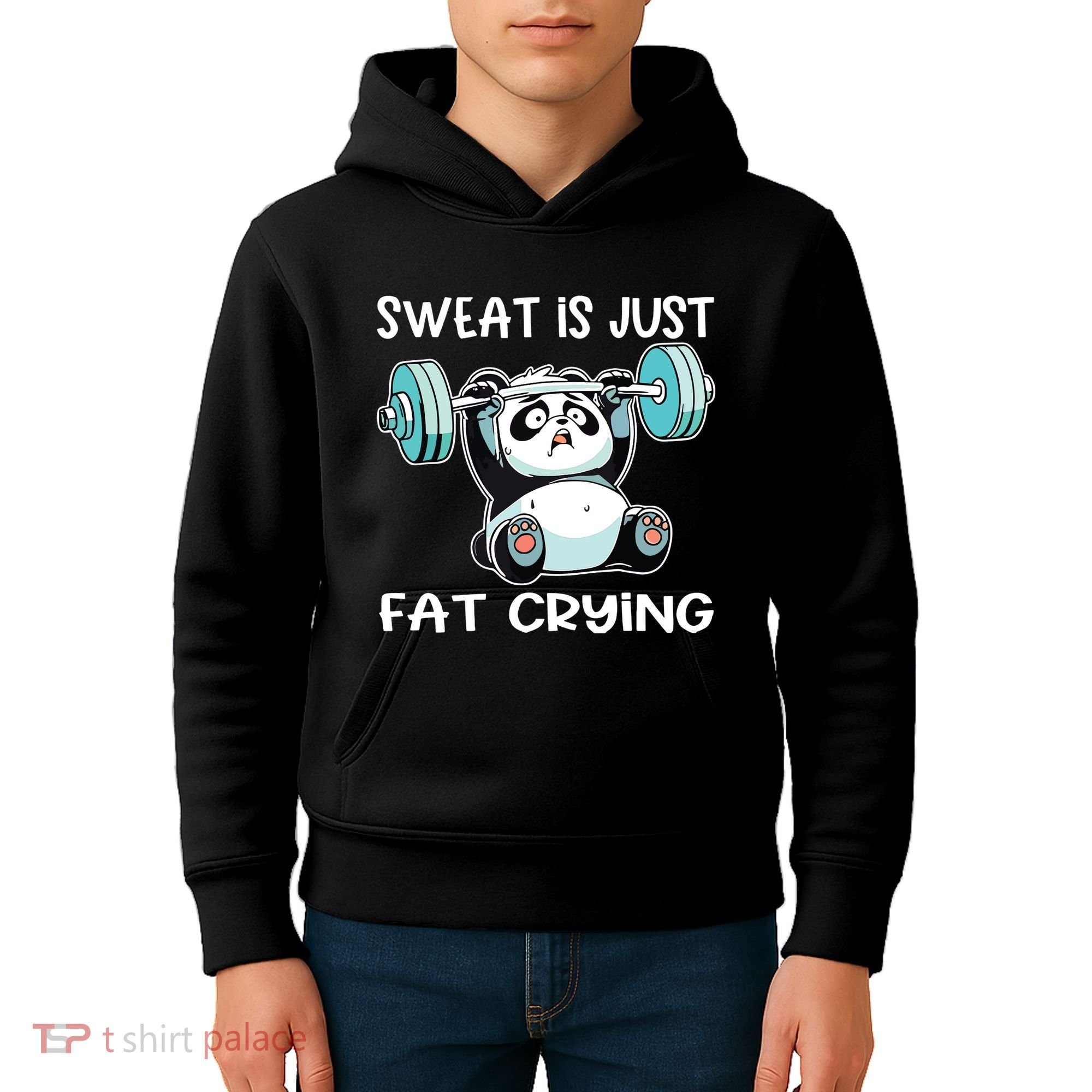 Panda Sweat Is Just Fat Crying Gym Kids Hoodie