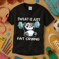Panda Sweat Is Just Fat Crying Gym Kids T-Shirt thumb 3
