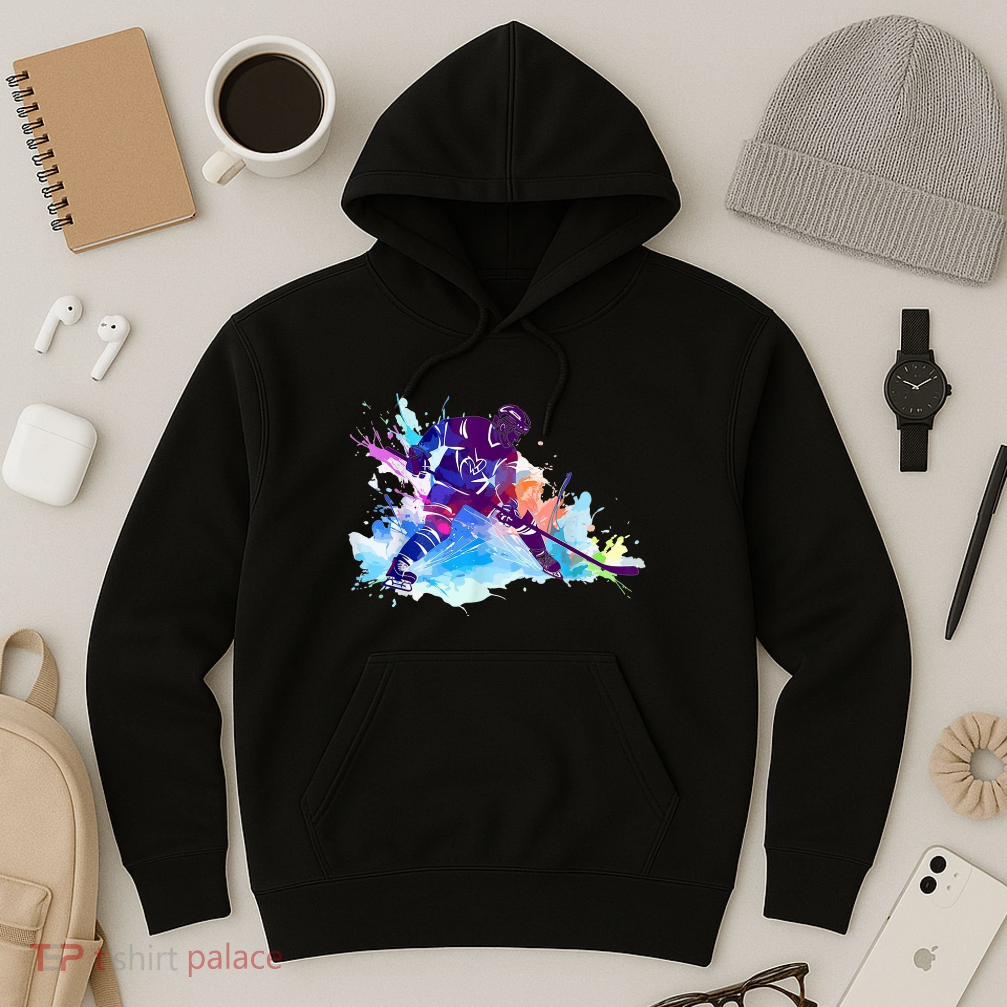 Paint Splash Ice Hockey Player Gifts Hoodie