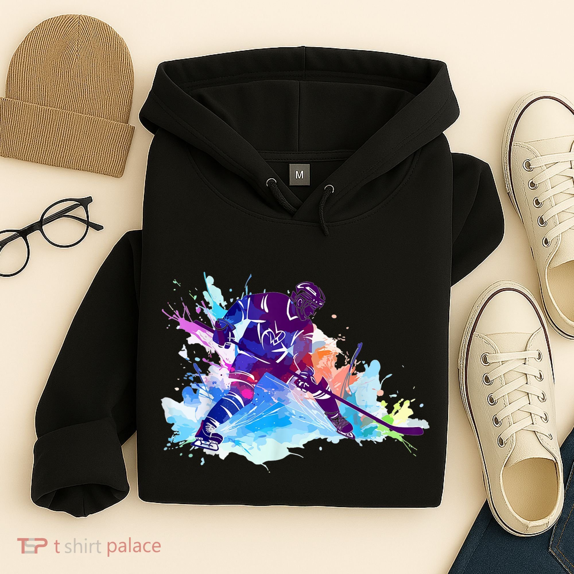 Paint Splash Ice Hockey Player Gifts Hoodie