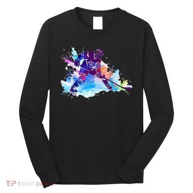 Paint Splash Ice Hockey Player Gifts Long Sleeve Shirt