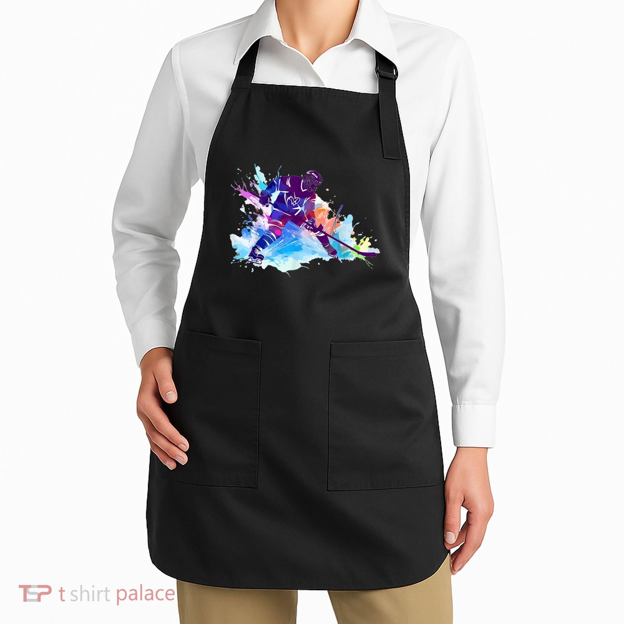 Paint Splash Ice Hockey Player Gifts Apron
