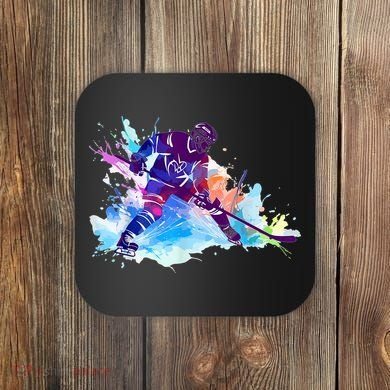 Paint Splash Ice Hockey Player Gifts Coaster