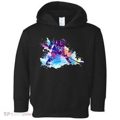 Paint Splash Ice Hockey Player Gifts Toddler Hoodie