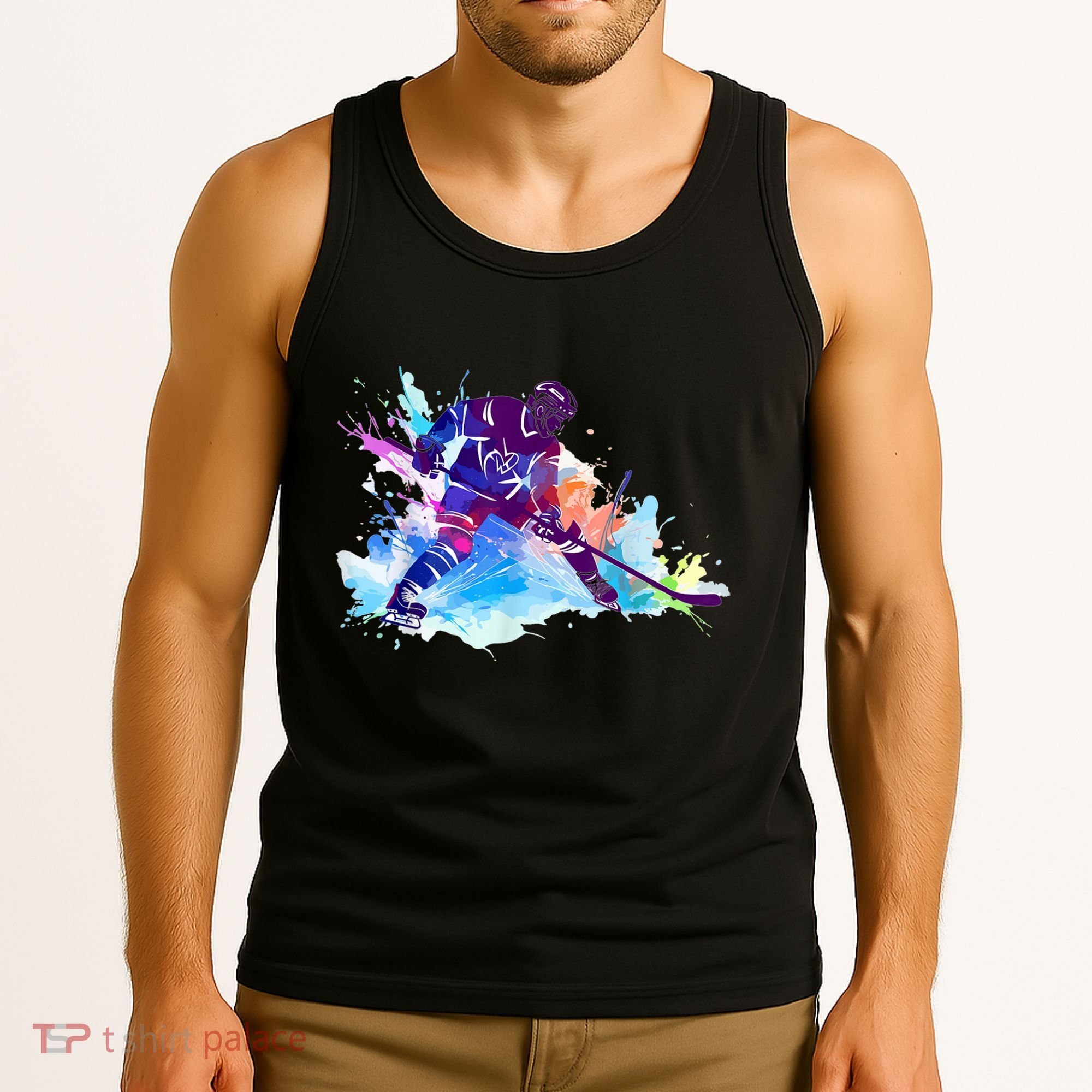 Paint Splash Ice Hockey Player Gifts Tank Top