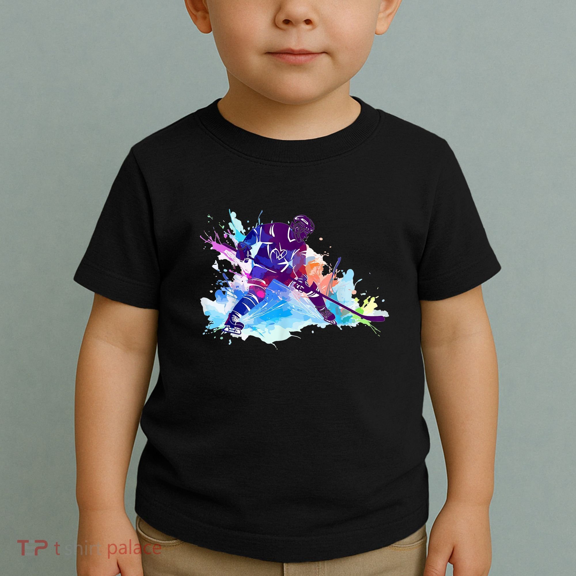 Paint Splash Ice Hockey Player Gifts Toddler T-Shirt