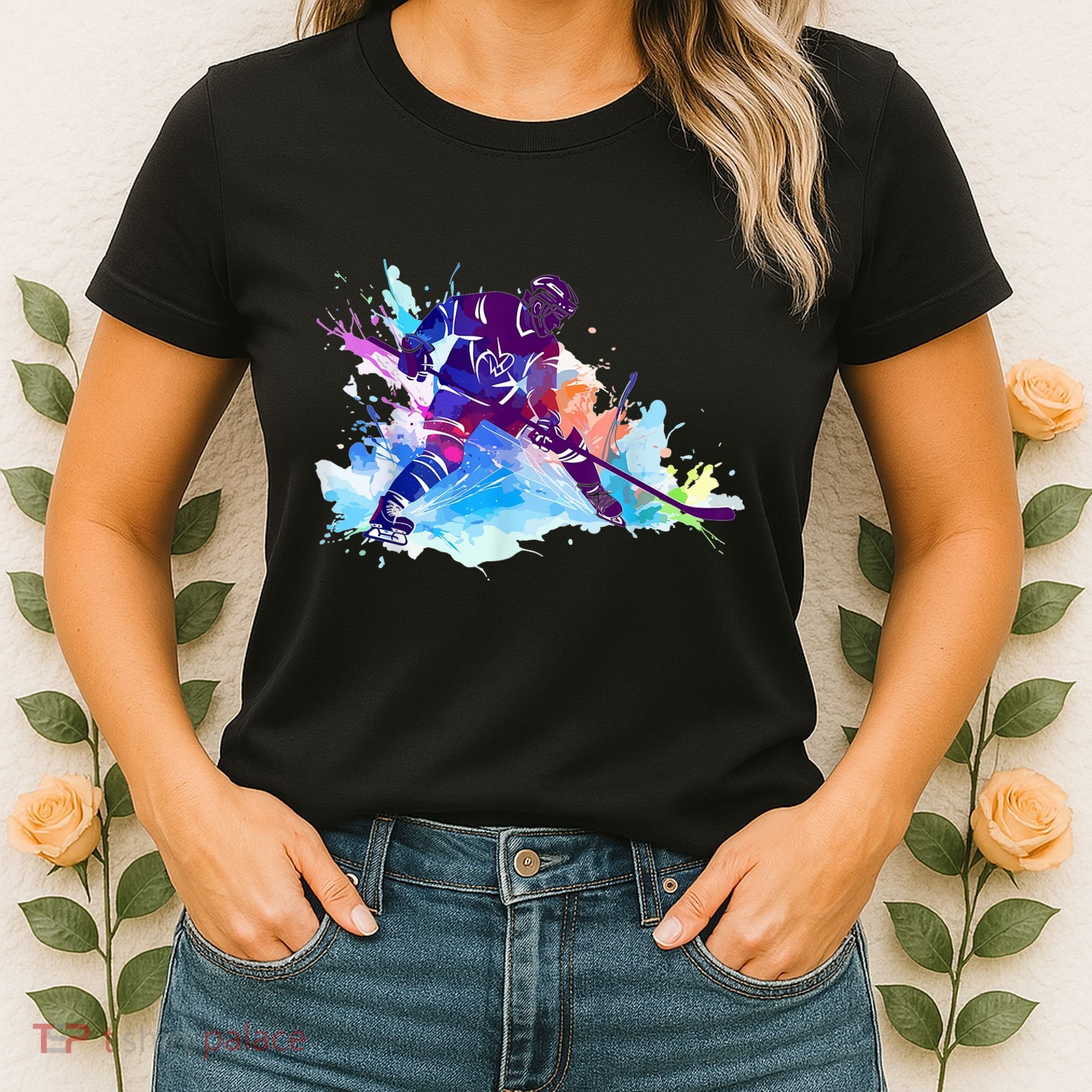 Paint Splash Ice Hockey Player Gifts Women's T-Shirt