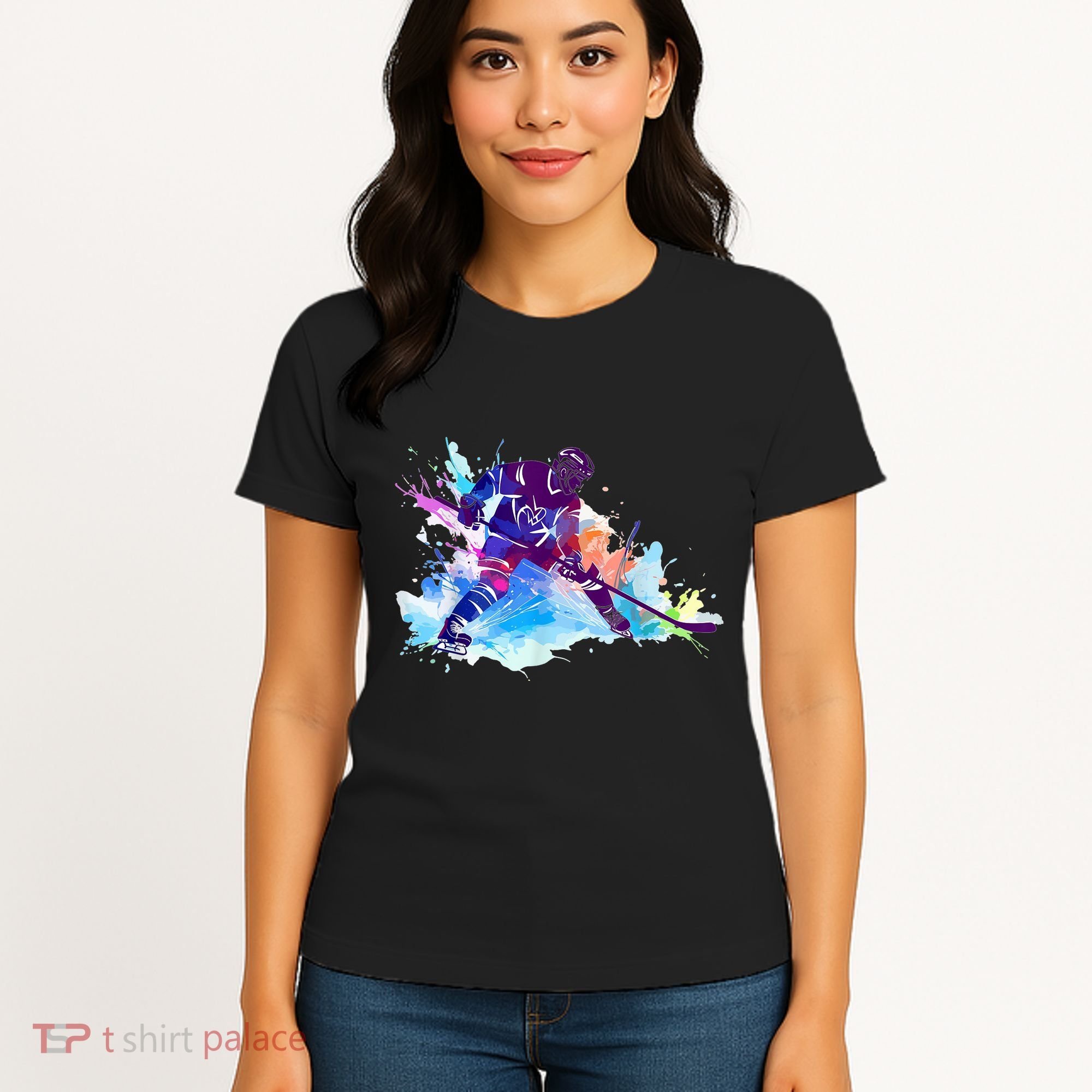 Paint Splash Ice Hockey Player Gifts Women's T-Shirt