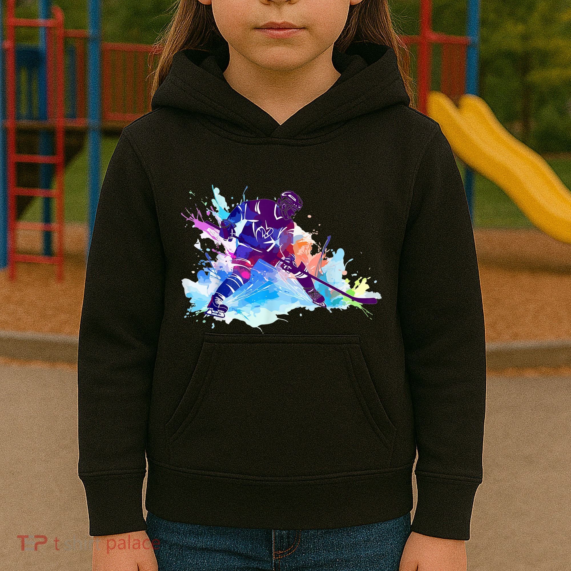 Paint Splash Ice Hockey Player Gifts Kids Hoodie