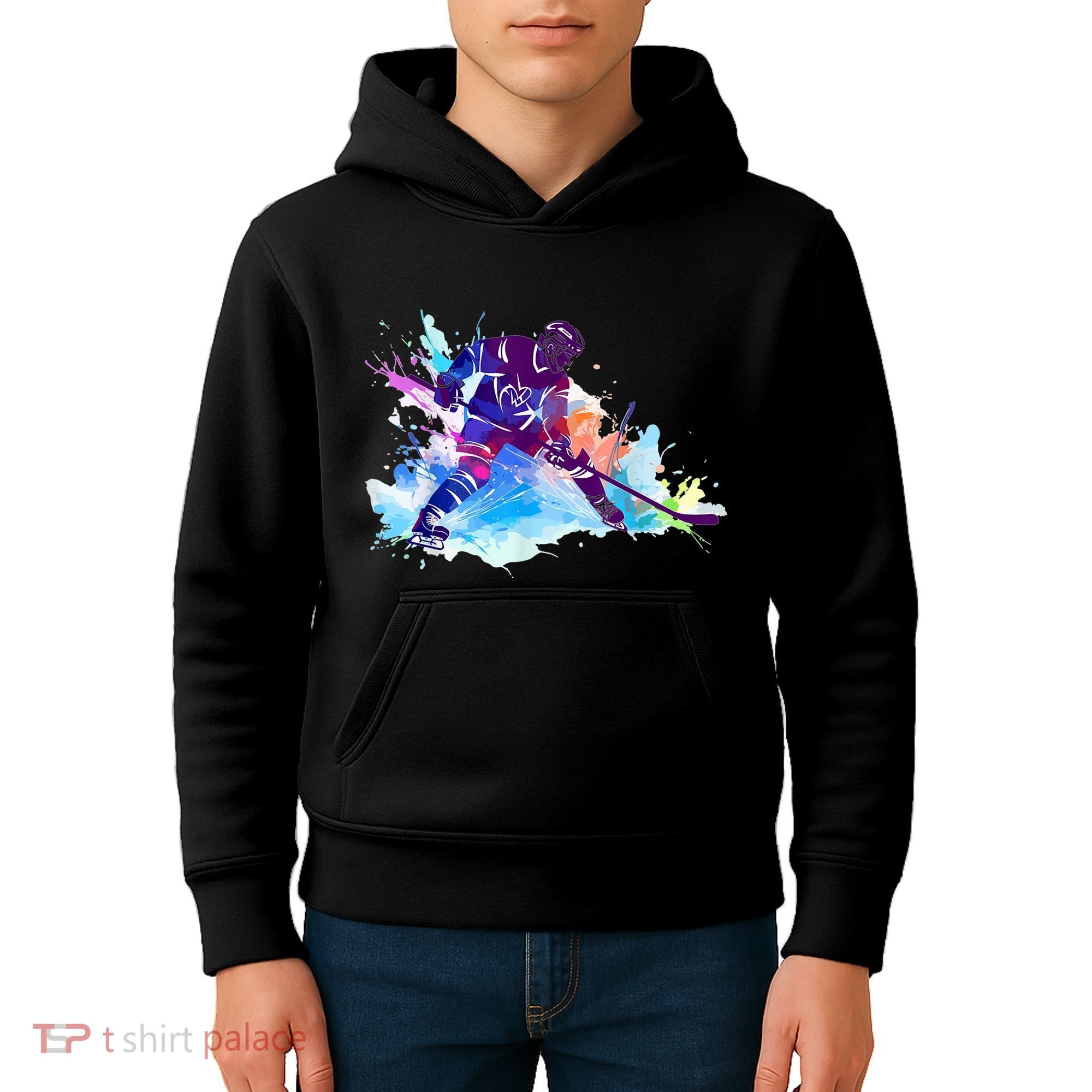 Paint Splash Ice Hockey Player Gifts Kids Hoodie