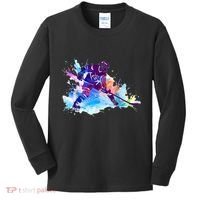 Paint Splash Ice Hockey Player Gifts Kids Long Sleeve Shirt thumb 0