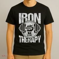 Powerlifting Strongman Iron Is My Therapy T-Shirt thumb 3