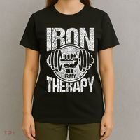 Powerlifting Strongman Iron Is My Therapy T-Shirt thumb 4