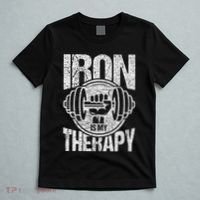 Powerlifting Strongman Iron Is My Therapy T-Shirt thumb 5